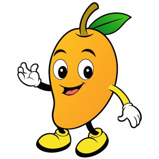 Ilustración de arte vectorial de personajes de cartón de fruta de mango 30