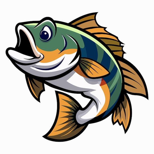 Ilustración de arte vectorial de pescado bajo con fondo blanco