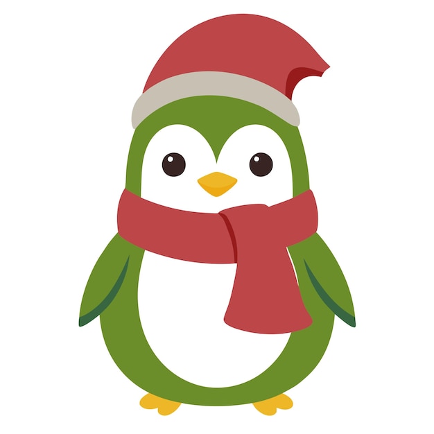 Ilustración de arte vectorial del pingüino de Navidad