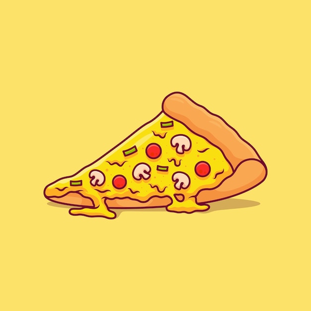 Ilustración de arte vectorial de pizza derretida en concepto de ilustración simple de objeto aislado