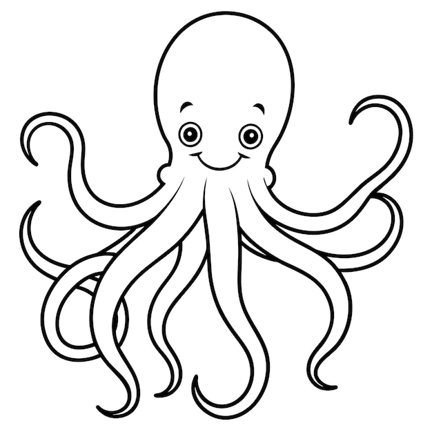 Ilustración de arte vectorial de pulpo con fondo blanco sólido 32