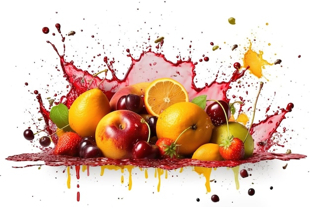 Vector ilustración de arte vectorial de salpicaduras de agua de fruta fresca sobre fondo blanco