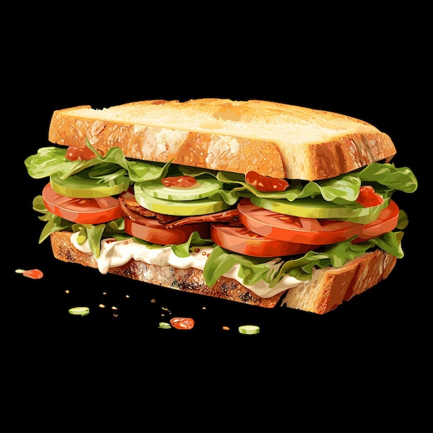 Vector ilustración de arte vectorial sándwich realista