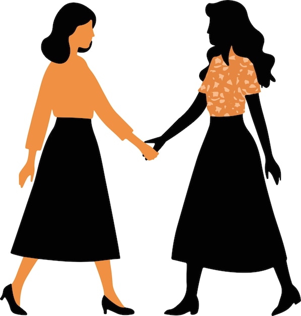 Ilustración de arte vectorial de la silueta de un apretón de mano de una mujer con un fondo blanco