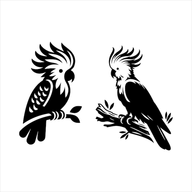 Ilustración de arte vectorial de la silueta de la cacatúa