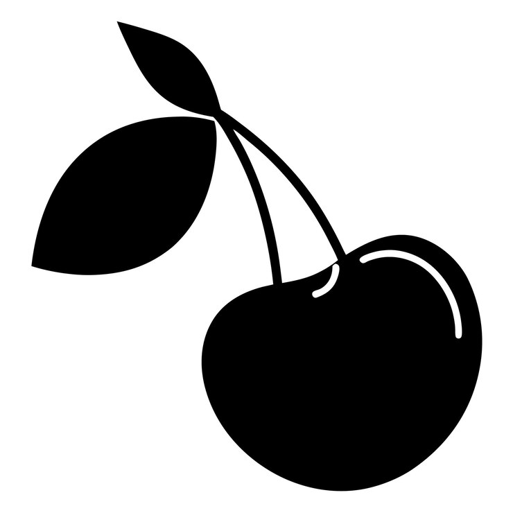 Ilustración de arte vectorial de silueta de cereza y diseño de obras de arte de cereza negra