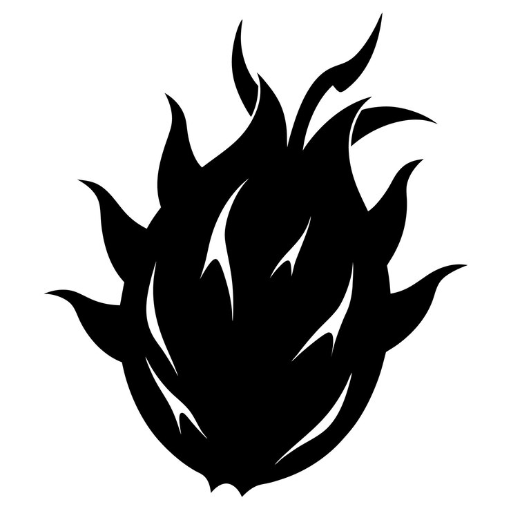 Ilustración de arte vectorial de silueta de fruta de dragón y diseño de obras de arte de fruta del dragón de color negro