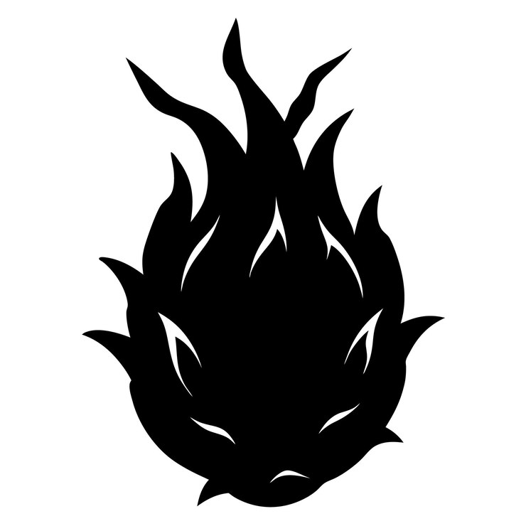 Ilustración de arte vectorial de silueta de fruta de dragón y diseño de obras de arte de fruta del dragón de color negro