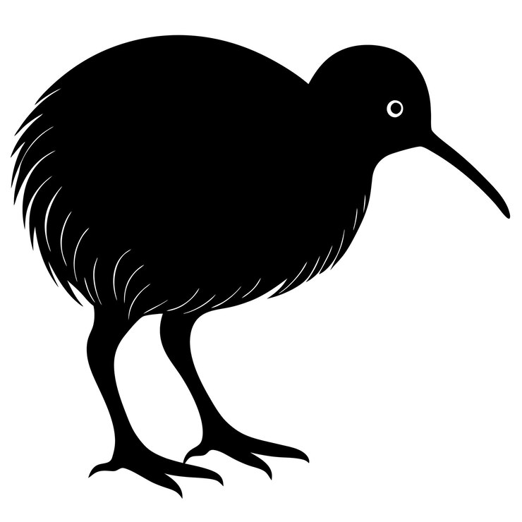 Ilustración de arte vectorial de silueta de kiwi diseño de obras de arte de frutas de kiwi negras