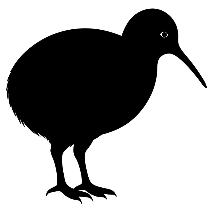Ilustración de arte vectorial de silueta de kiwi diseño de obras de arte de frutas de kiwi negras