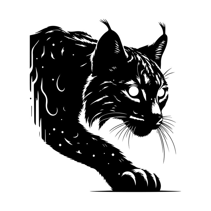 Ilustración de arte vectorial de la silueta de un lince