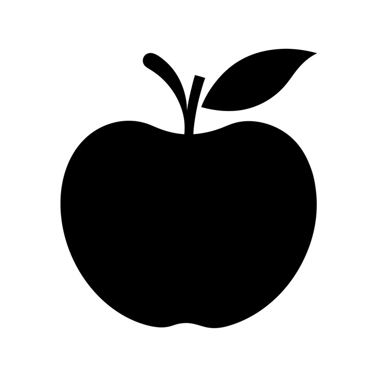 Ilustración de arte vectorial de silueta de manzana en color negro Diseño de obras de arte de manzana