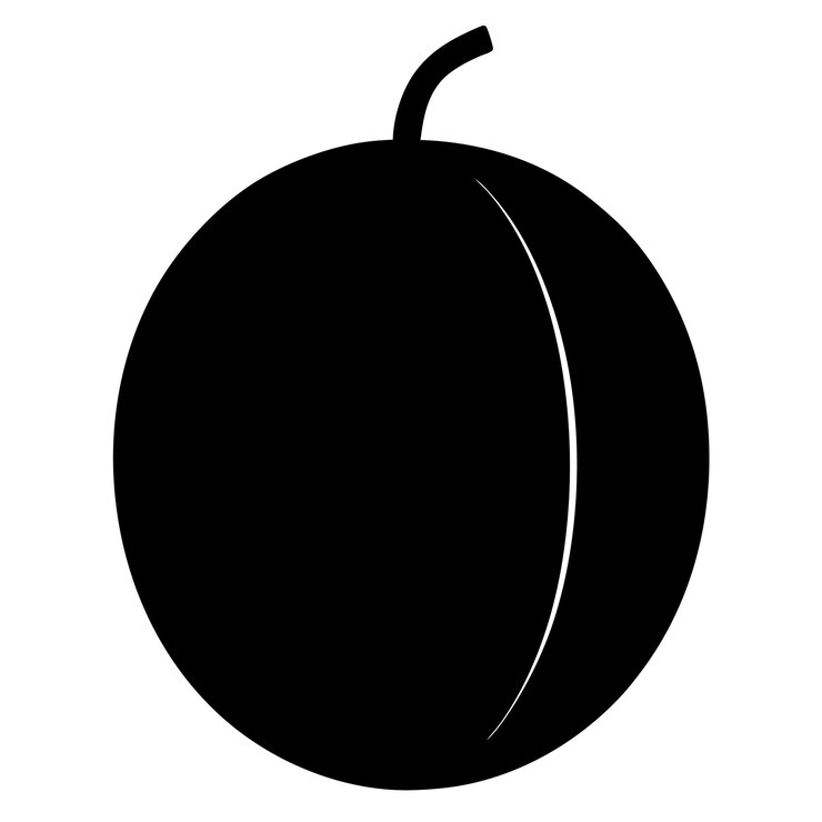 Ilustración de arte vectorial de silueta de melón y diseño de obras de arte de color negro de melón