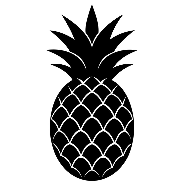 Ilustración de arte vectorial de silueta de piña de color negro Diseño de frutas de piña