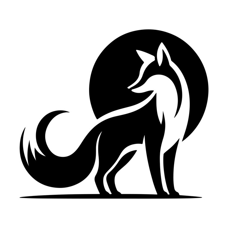 Ilustración de arte vectorial de silueta de zorro