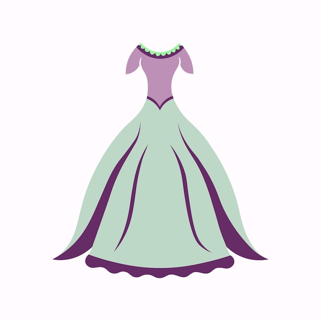 Ilustración de arte vectorial de vestido de dama aislada sobre un fondo blanco