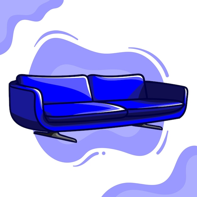 Ilustración artística del acogedor sofá azul