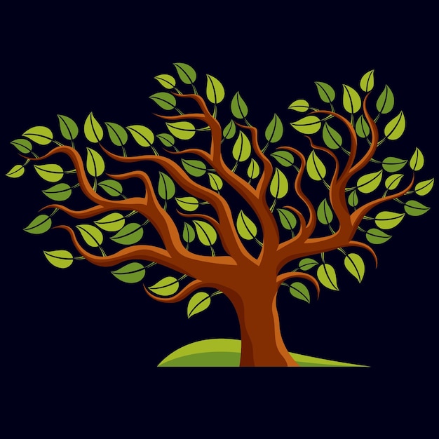 Ilustración artística del árbol ramificado de primavera, símbolo ecológico estilizado. Imagen vectorial de diseño gráfico en idea de temporada, idea de conservación ambiental.