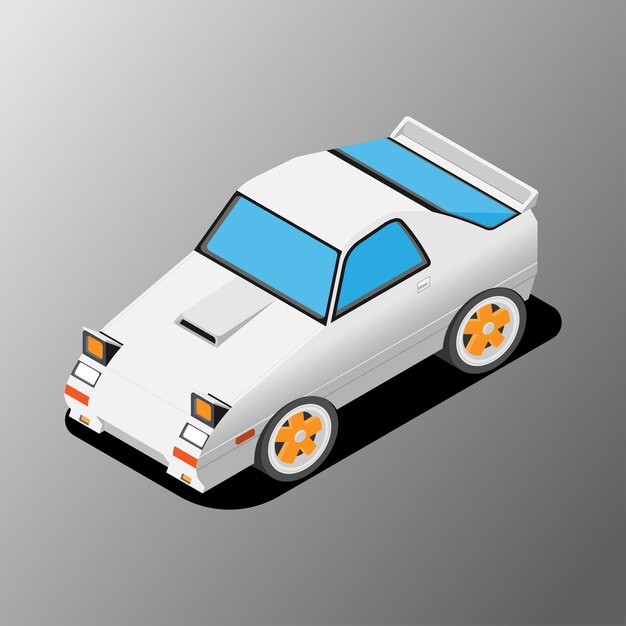 Vector ilustración artística de un automóvil deportivo blanco