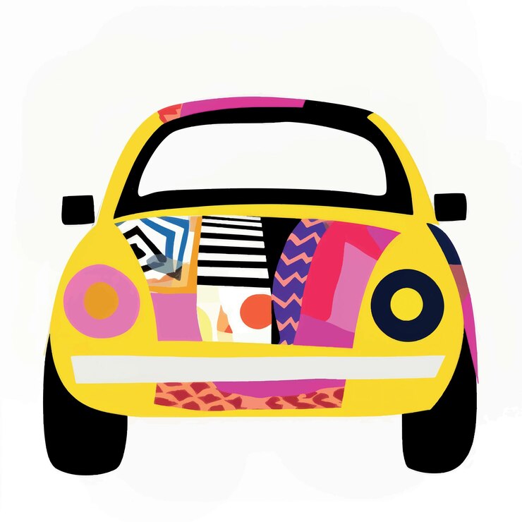 Vector ilustración artística colorida de un automóvil
