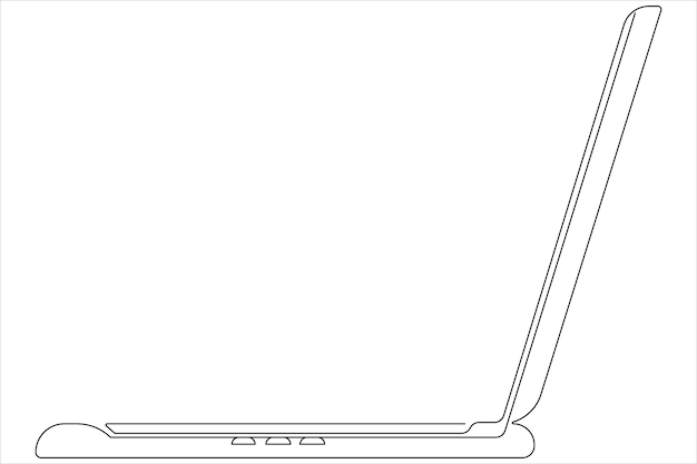 Ilustración artística de una computadora portátil en un vector de contorno aislado de estilo de línea