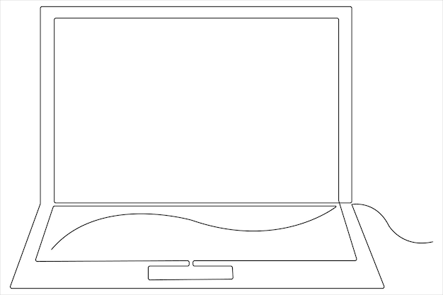 Ilustración artística de una computadora portátil en un vector de contorno aislado de estilo de línea