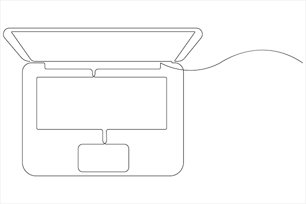 Ilustración artística de una computadora portátil en un vector de contorno aislado de estilo de línea