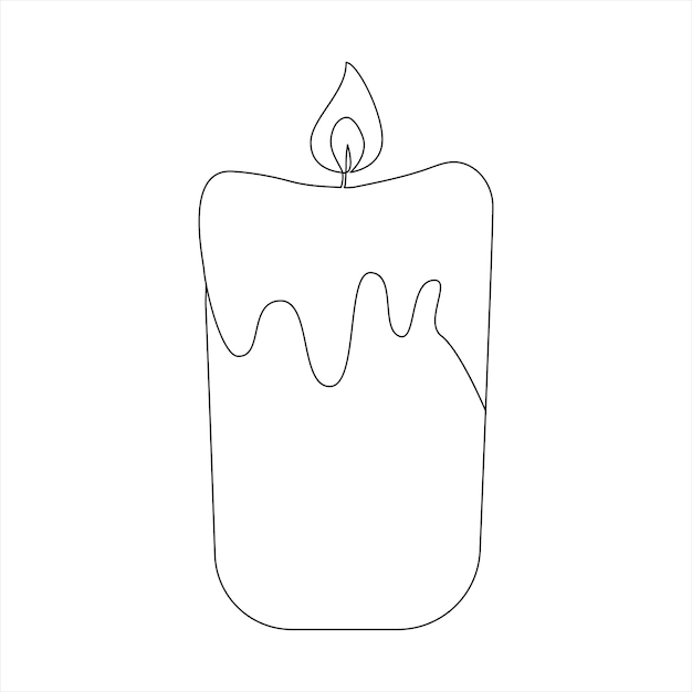 Ilustración artística de dibujo de una línea continua con luz de vela vectorial sobre fondo blanco