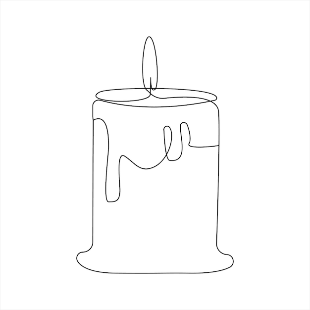 Ilustración artística de dibujo de una línea continua con luz de vela vectorial sobre fondo blanco