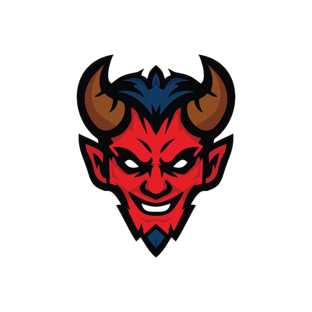 Ilustración artística del diseño del logotipo de la cabeza del diablo