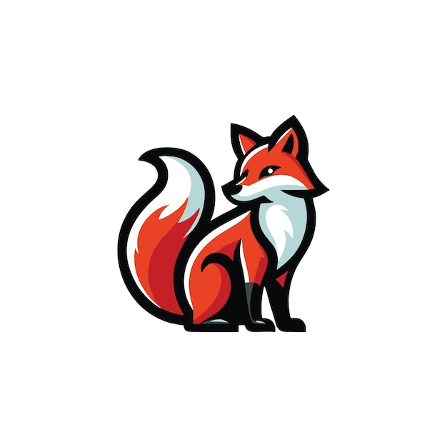 Ilustración artística del diseño del logotipo vectorial de la mascota del zorro