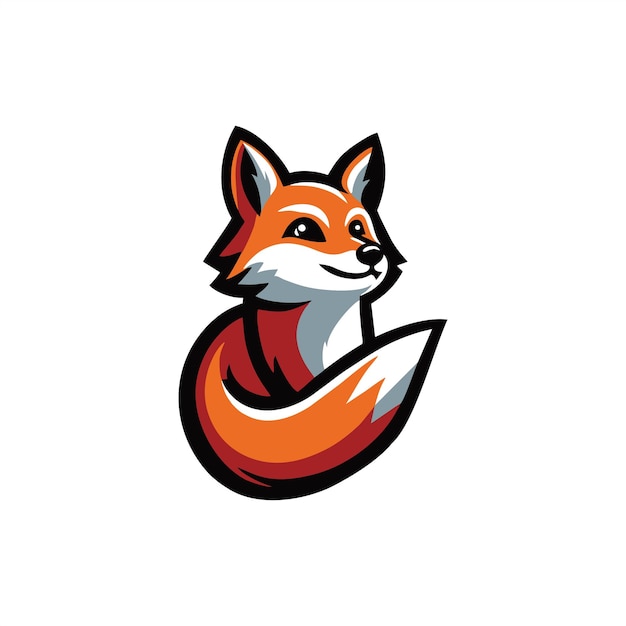 Ilustración artística del diseño del logotipo vectorial de la mascota del zorro