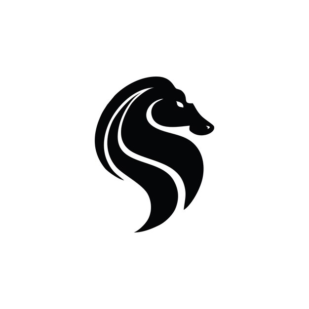 Ilustración artística de diseño vectorial simple del logotipo del caballo