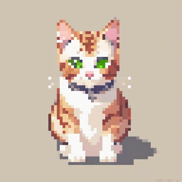 Vector ilustración artística de un gato en 8 bits de píxeles