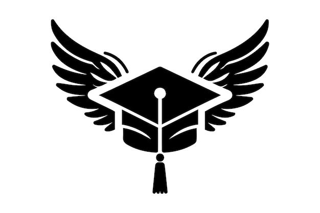 Ilustración artística de la gorra de graduación con alas