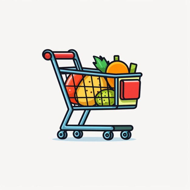 Ilustración artística gratuita del carrito de compras vectorial