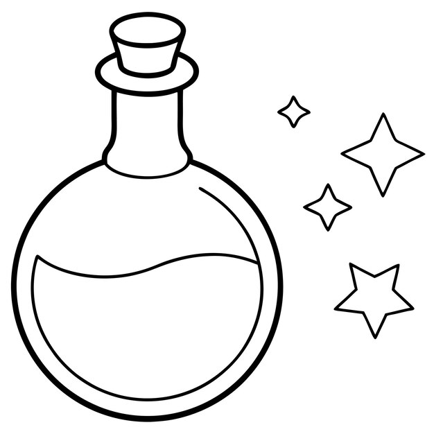 Ilustración artística de la línea de botellas de poción mágica de Halloween