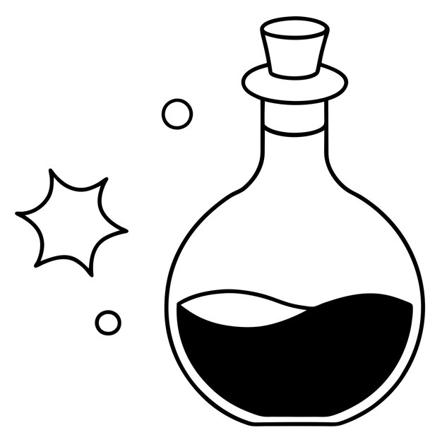 Ilustración artística de la línea de botellas de poción mágica de Halloween