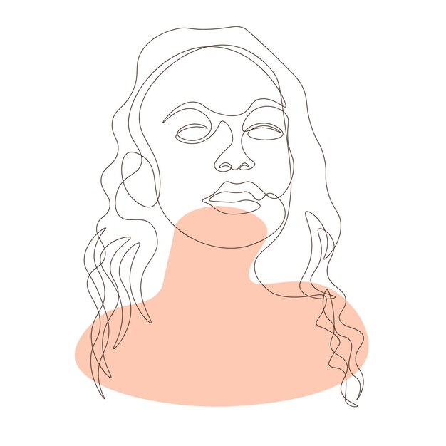 Ilustración artística de la línea de elegancia del rostro de la mujer con mancha