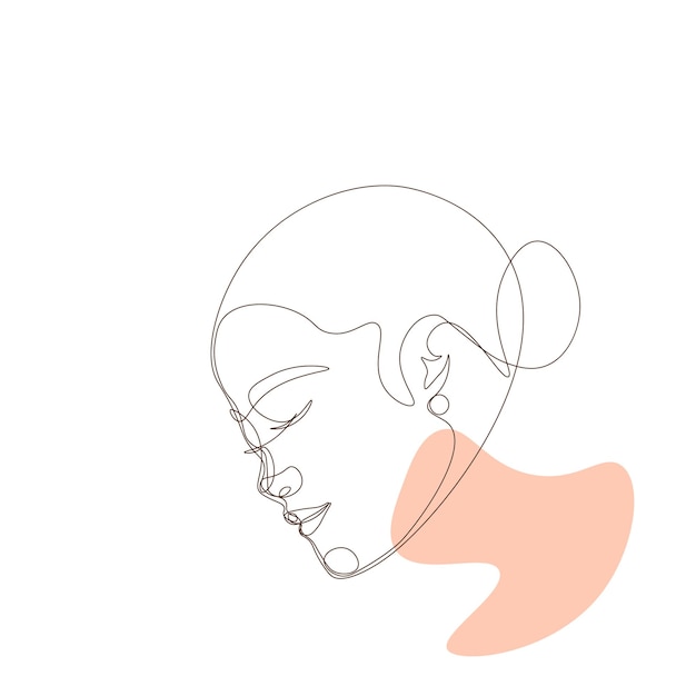 Ilustración artística de la línea de elegancia del rostro de la mujer con mancha