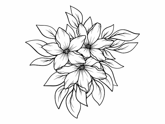 Ilustración artística de la línea de flores del ramo