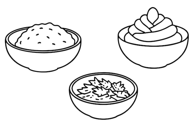Ilustración artística de la línea de hummus diseño detallado de alimentos