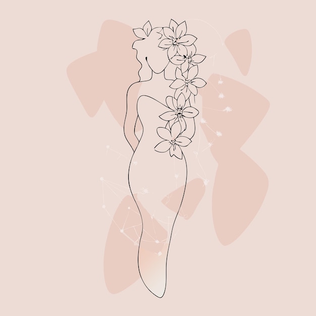Ilustración artística de una línea de mujer dibujada a mano