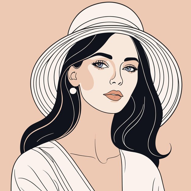 Vector ilustración artística de una línea de mujer