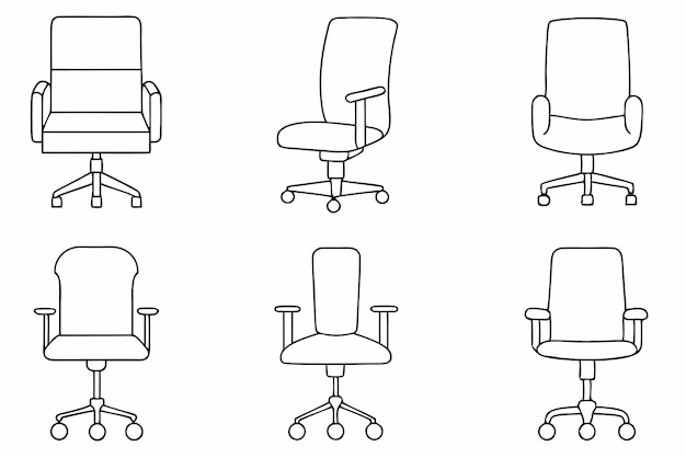 Ilustración artística de la línea de sillas de oficina diseño innovador de sillas estética minimalista