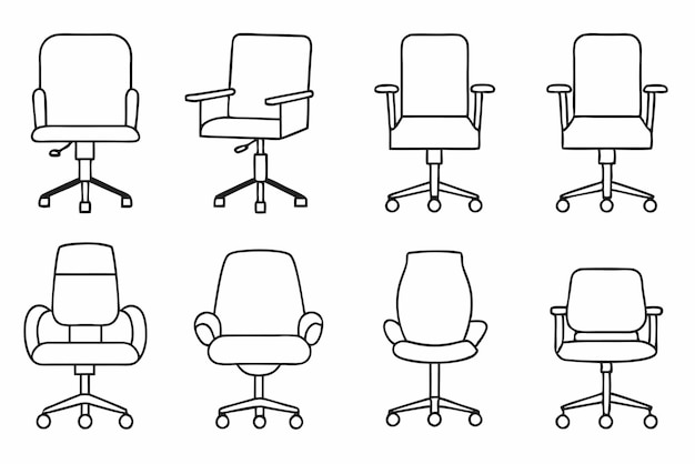 Ilustración artística de la línea de sillas de oficina que captura las tendencias modernas de diseño minimalista