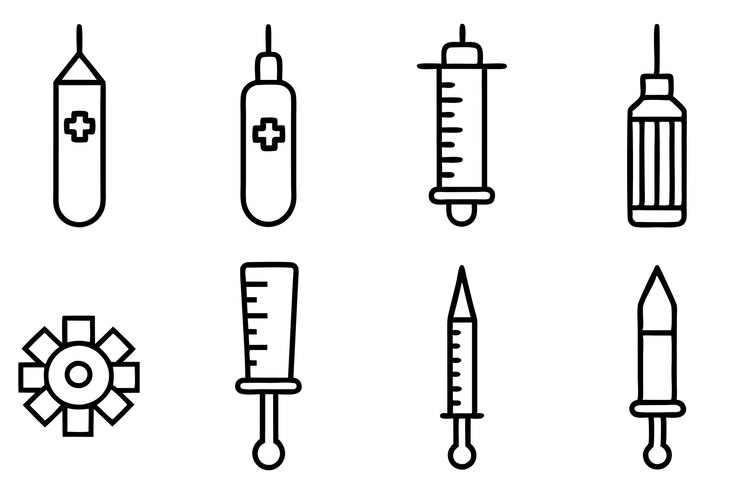 Vector ilustración artística de la línea de vacunación diseño conceptual de la inyección de la vacuna