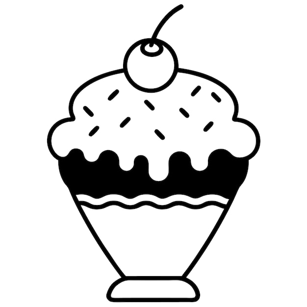 Ilustración artística de la línea vectorial del helado