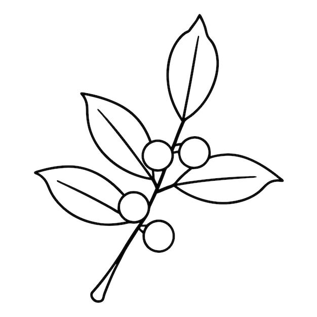 Ilustración artística de la línea vectorial del muérdago