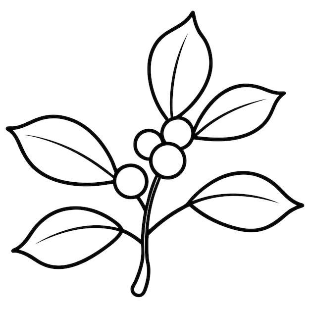 Ilustración artística de la línea vectorial del muérdago